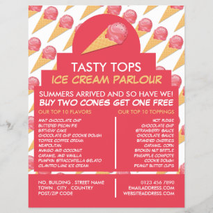 Ice Cream Cones, Ice Cream Parlour Advertising Flyer