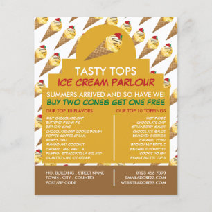 Ice Cream Cones, Ice Cream Parlour Advertising Flyer
