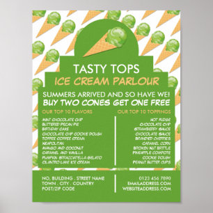 Ice Cream Cones, Ice Cream Parlour Advertising Poster