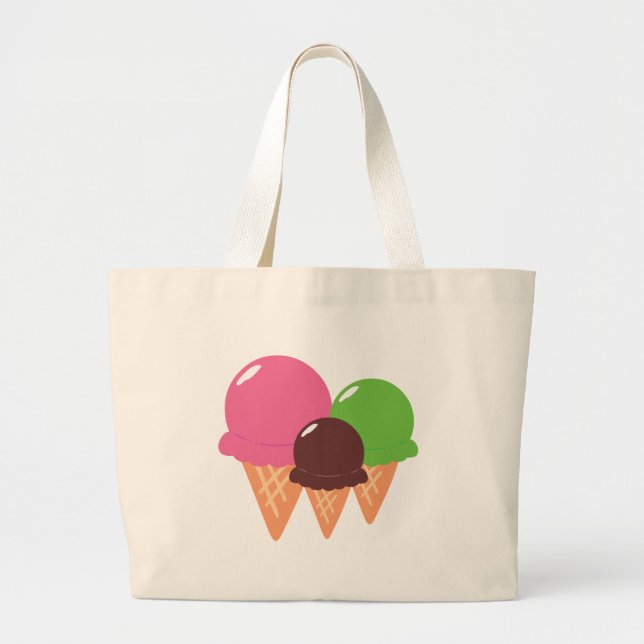 Ice Cream Cones Large Tote Bag (Front)