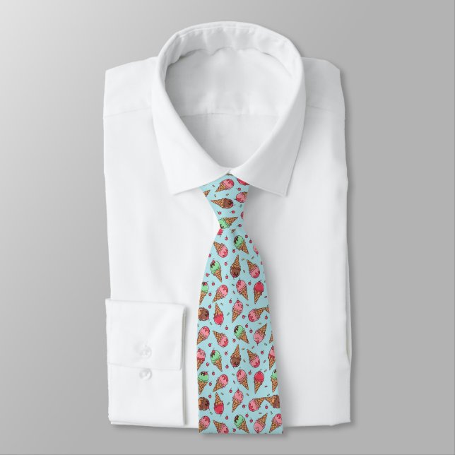Ice Cream Cones Neck Tie (Tied)