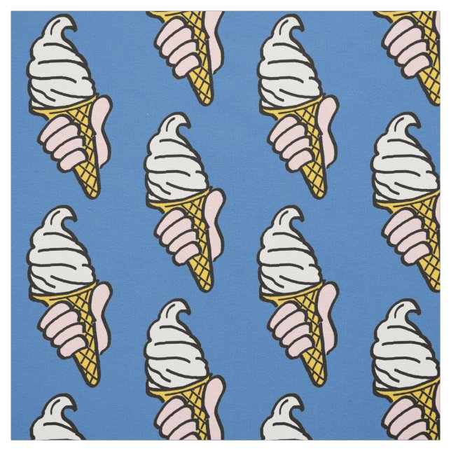 Ice Cream Cones on a Dark Blue Background Fabric (Swatch)