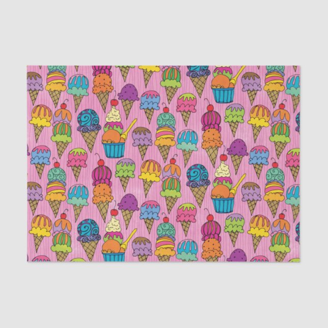 Ice Cream Cones on Pink Tissue Paper (Front)