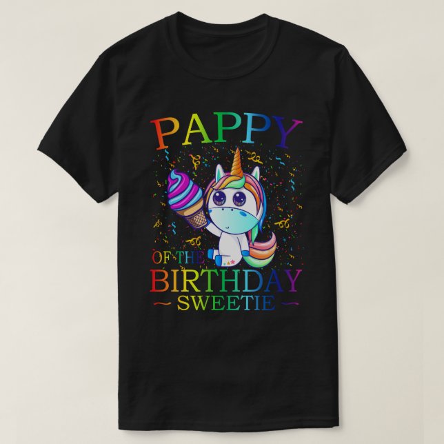 Ice Cream Cones PAPPY Of The Birthday Sweetie Part T-Shirt (Design Front)
