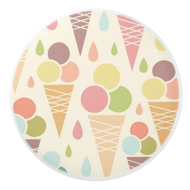 Ice cream cones pattern ceramic knob (Front)