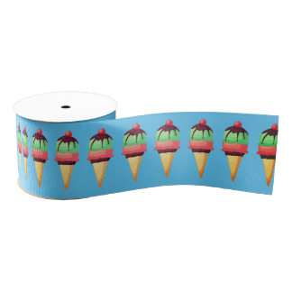 Ice Cream Cones Pattern  Grosgrain Ribbon