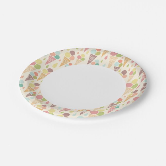 Ice cream cones pattern paper plate (Angled)
