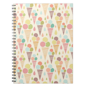 Ice cream cones pattern spiral notebook