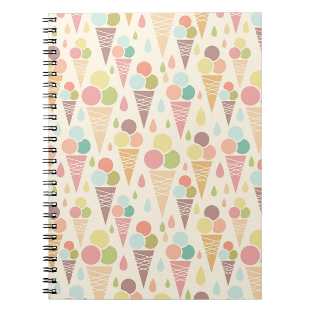 Ice cream cones pattern spiral notebook (Front)
