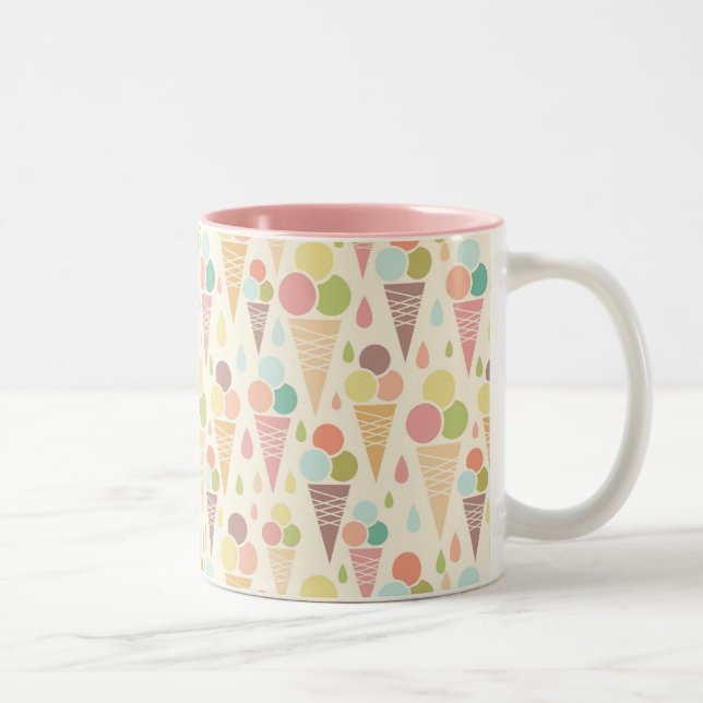 Ice cream cones pattern Two-Tone coffee mug (Right)
