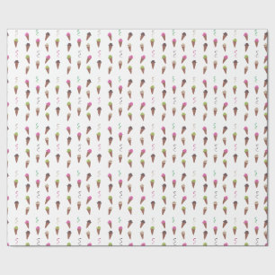 Ice Cream Cones & Ribbons Birthday Wrapping Paper