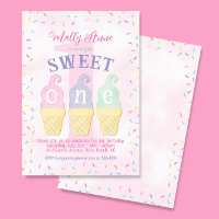 Ice Cream Cones & Sprinkles Pink Purple Birthday