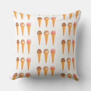 Ice Cream Cones Throw Pillow
