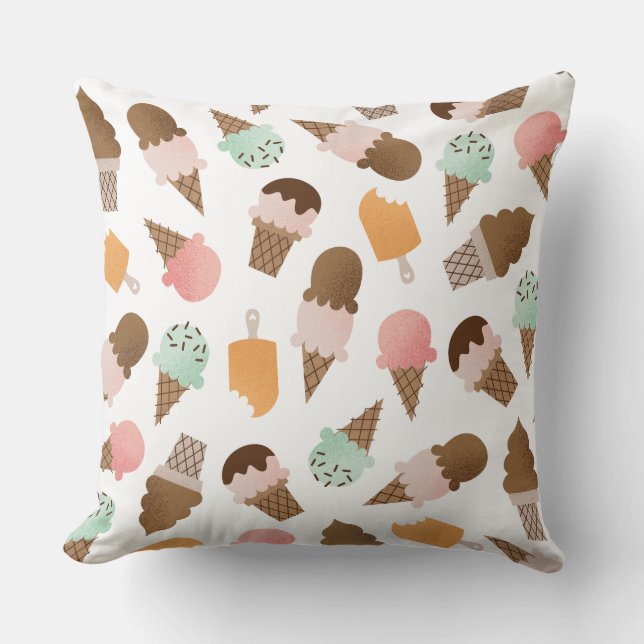 Ice Cream Cones Throw Pillow (Front)