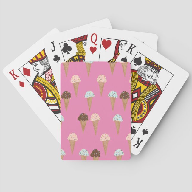 Ice Cream Cones with Rainbow Sprinkles Pattern Playing Cards (Back)