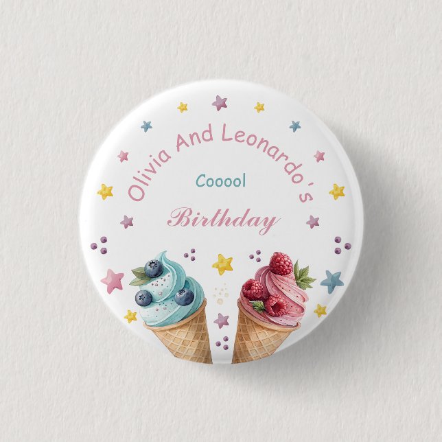 Ice Cream Cool Birthday Party 3 Cm Round Badge (Front)