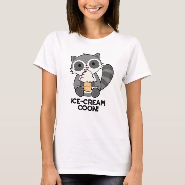 Ice Cream Coon Funny Animal Racoon Pun  T-Shirt (Front)