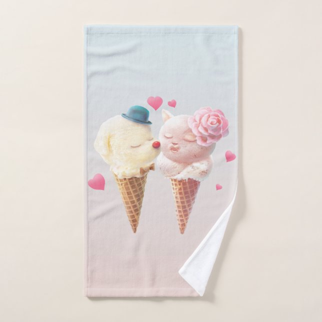 Ice Cream Couple – Love at First Lick Hand Towel (Hand Towel)