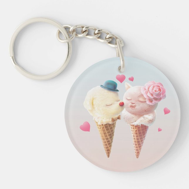 Ice Cream Couple – Love at First Lick Key Ring (Front)
