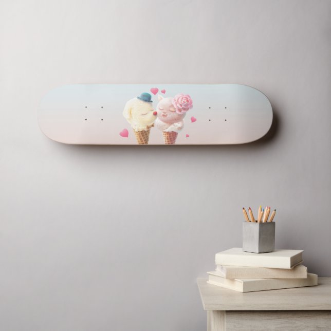 Ice Cream Couple – Love at First Lick Skateboard (Wall Art (Horz))