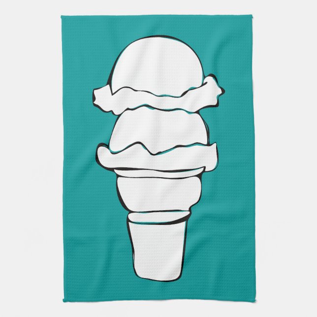 ice cream curls tea towel (Vertical)
