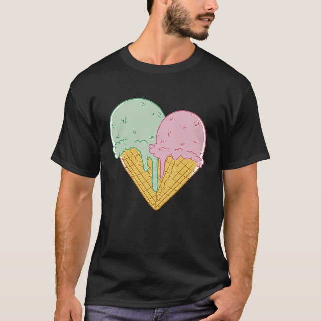 Ice Cream  Cute Heart Valentine's Day Couple Match T-Shirt (Front)
