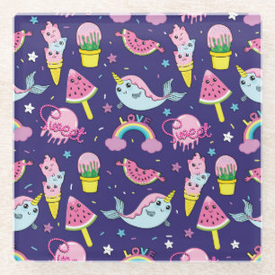 Ice Cream: Cute Seamless Glass Coaster