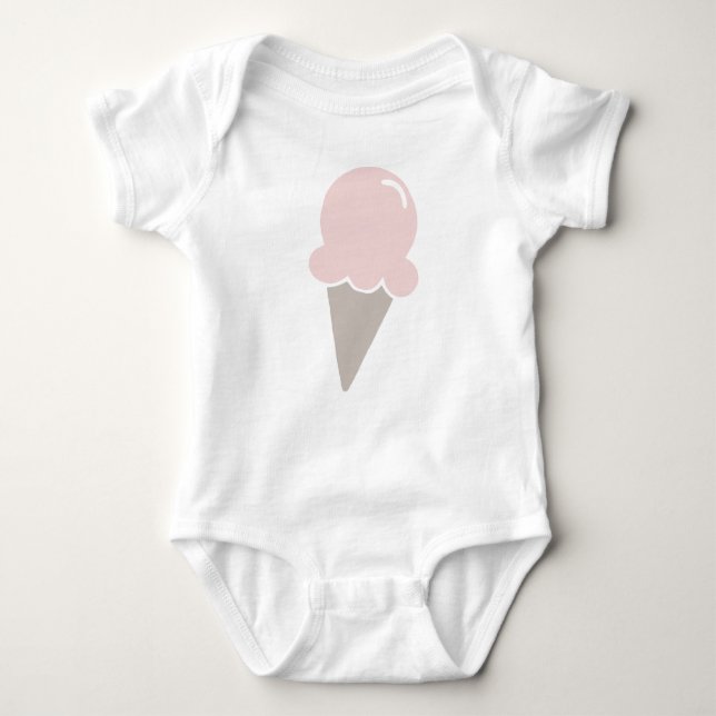 Ice Cream Cute Strawberry pink Baby Bodysuit (Front)