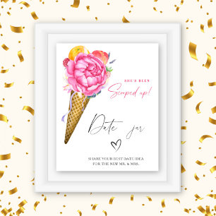 Ice cream - date night ideas. Date jar bridal game Poster