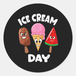 Ice Cream Day Summer Party Ice Cream Maker Kids To Classic Round Sticker