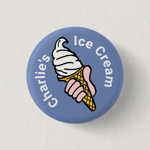 Ice Cream Design with Ice Cream Cone or Cornet 3 Cm Round Badge