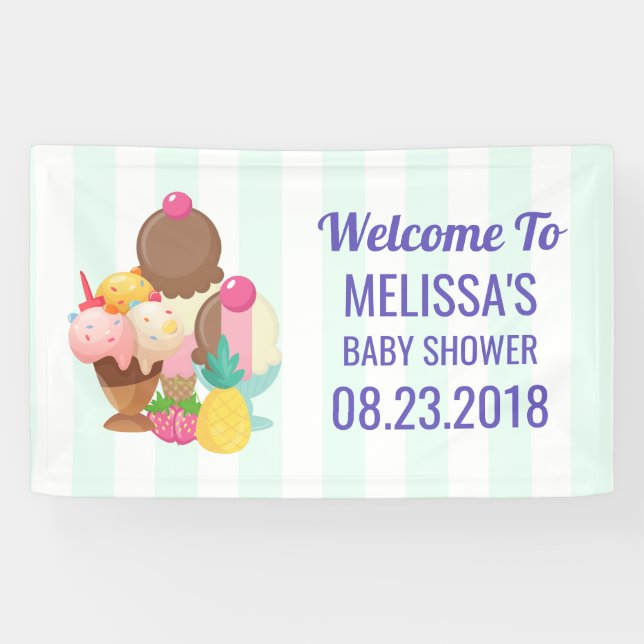 Ice Cream Desserts Baby Shower Welcome Banner (Horizontal)
