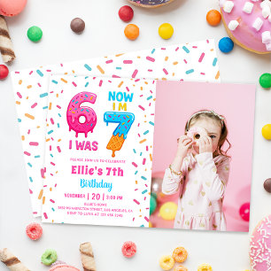 Ice Cream Donut Six Seven Birthday Photo Invitation