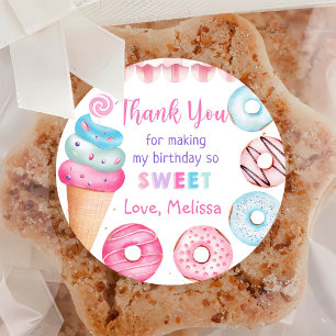 Ice Cream Doughnut Birthday Classic Round Sticker