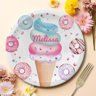 Ice Cream Doughnut Birthday Party Paper Plates