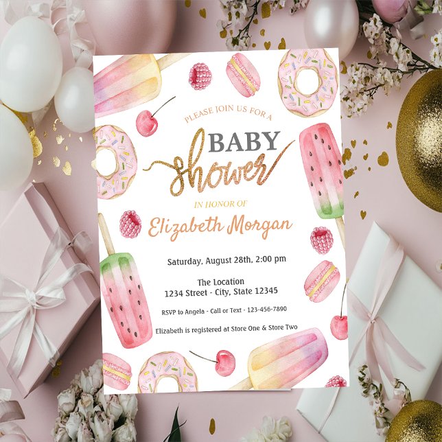  Ice cream,Doughnuts Sweets Baby Shower Invitation (Creator Uploaded)