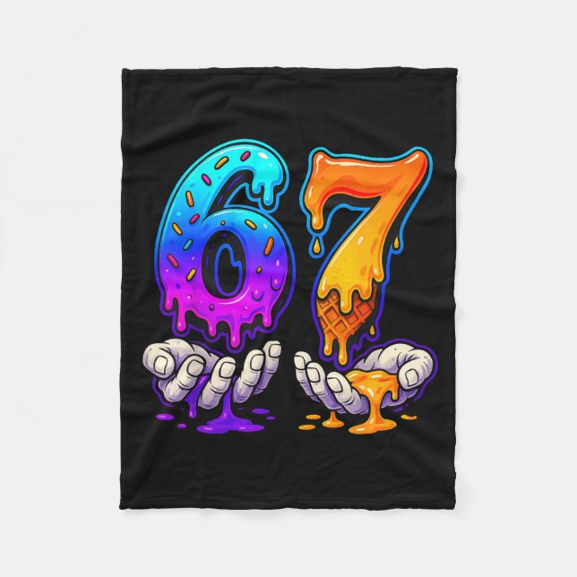 Ice Cream Drip 6 7 Number 67 Six Seven Meme Mens B Fleece Blanket (Front)