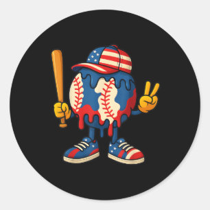 Ice Cream Drip Baseball Boys Back To School Youth  Classic Round Sticker