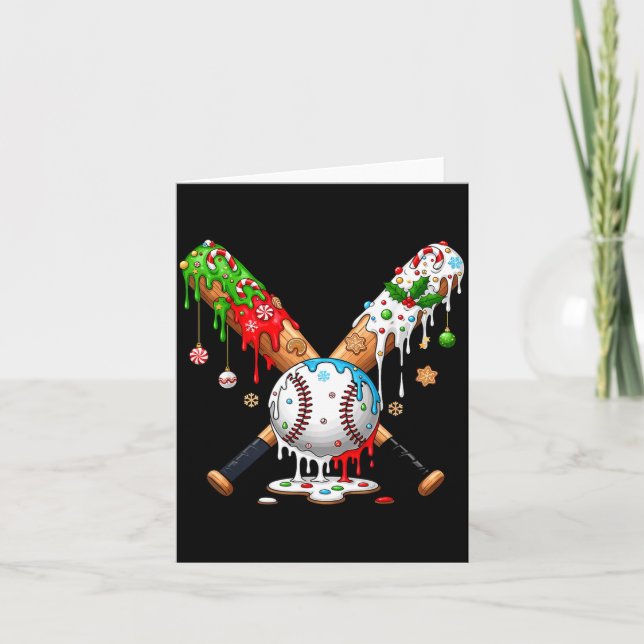 Ice Cream Drip Baseball Christmas Xmas Pajama Kids Card (Front)