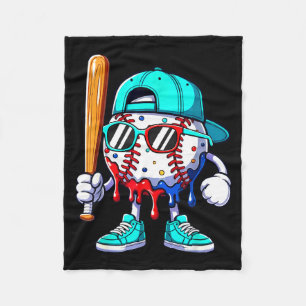 Ice Cream Drip Baseball Sts Baseball Lifestyle Boy Fleece Blanket