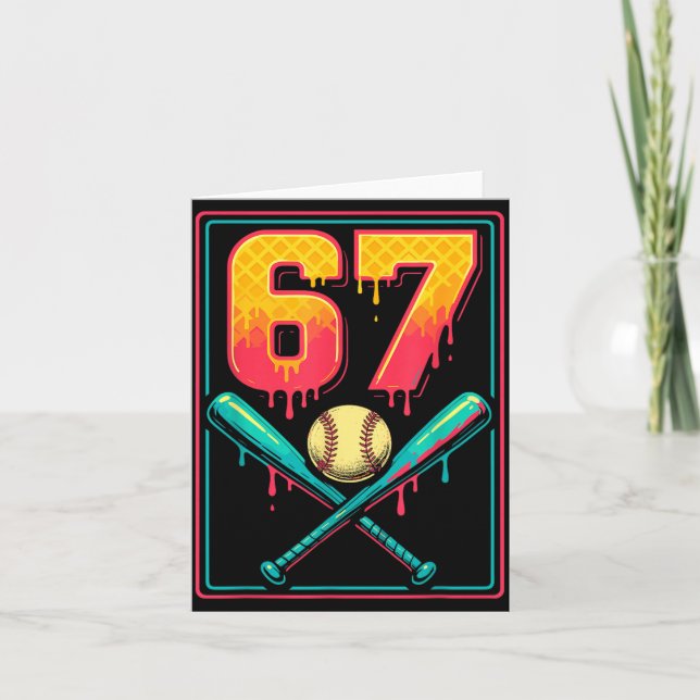 Ice Cream Drip Baseball Stuff 67 Meme Gen Alpha Z Card (Front)
