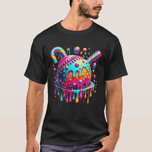 Ice Cream Drip Baseball Stuff Baseball Ball Drippi T-Shirt (Front)