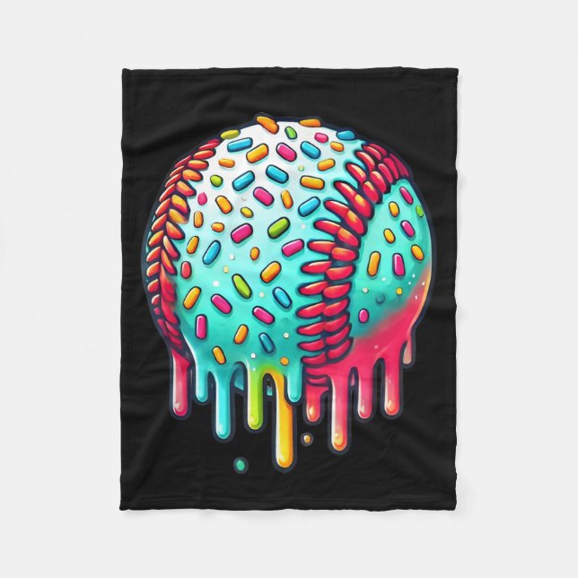 Ice Cream Drip Baseball Stuff Baseball Drip For Bo Fleece Blanket (Front)