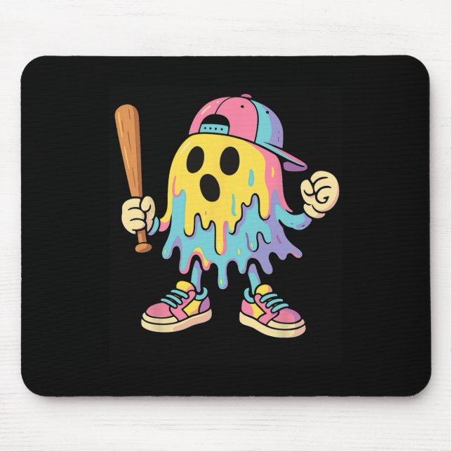Ice Cream Drip Colourful Ghost Sell Spots Hallowee Mouse Pad (Front)