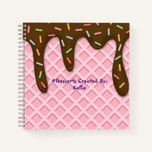 ICE CREAM DRIP CONE Spiral Recipe Notebook