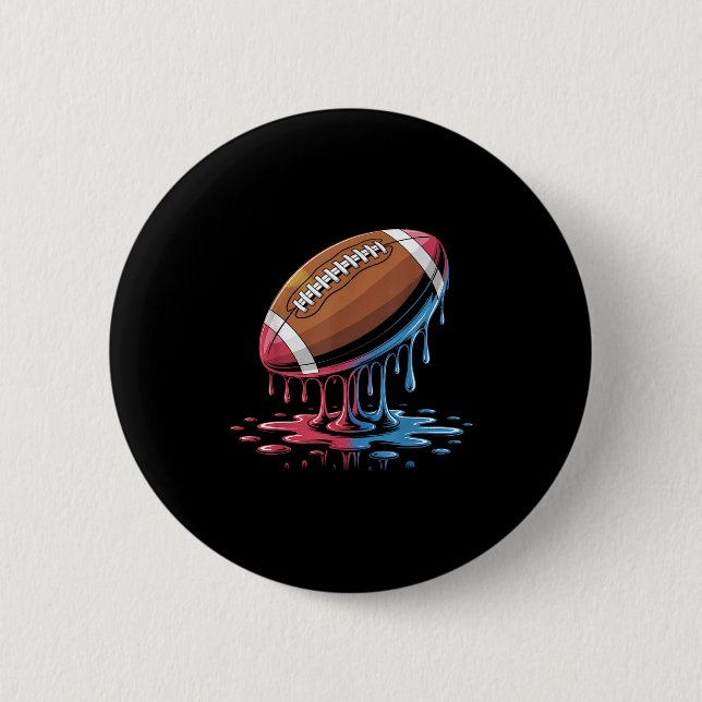 Ice Cream Drip Football  6 Cm Round Badge (Front)