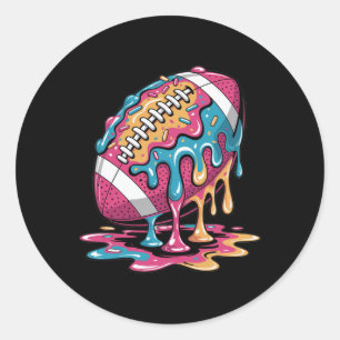 Ice Cream Drip Football Stuff Qb Rb Lineman Wr Dri Classic Round Sticker
