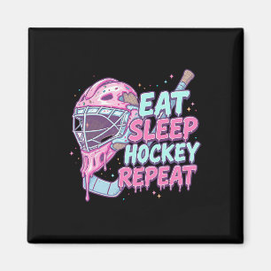 Ice Cream Drip Hockey Goalie Mask Eat Sleep Hockey Magnet