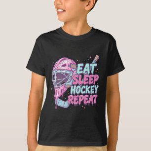 Ice Cream Drip Hockey Goalie Mask Eat Sleep Hockey T-Shirt