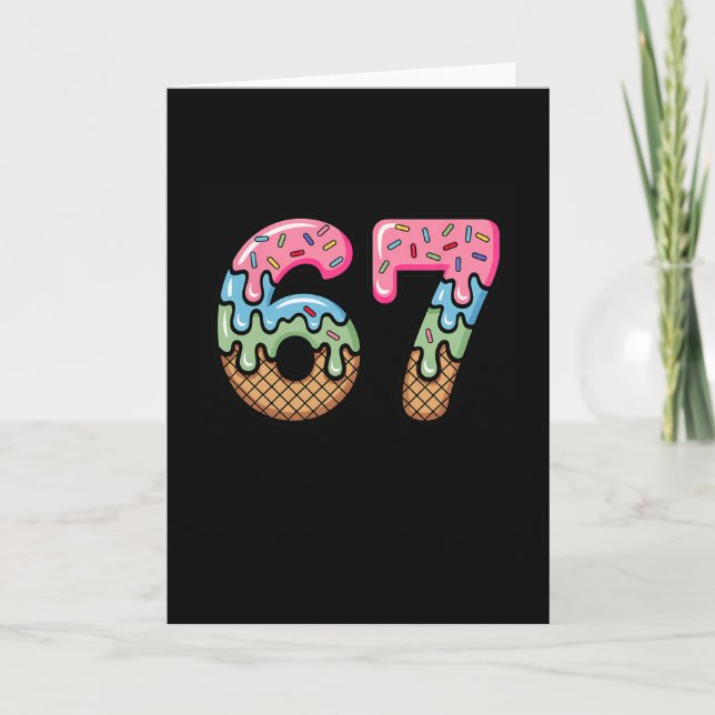 Ice Cream Drip Meme Funny Six Seven 67 Present  Card (Front)